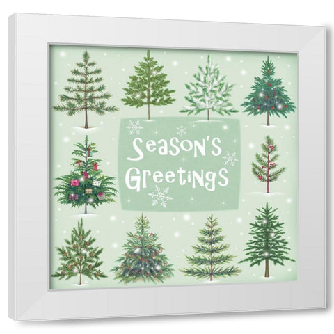 Seasons Greetings Trees White Modern Wood Framed Art Print by P.S. Art