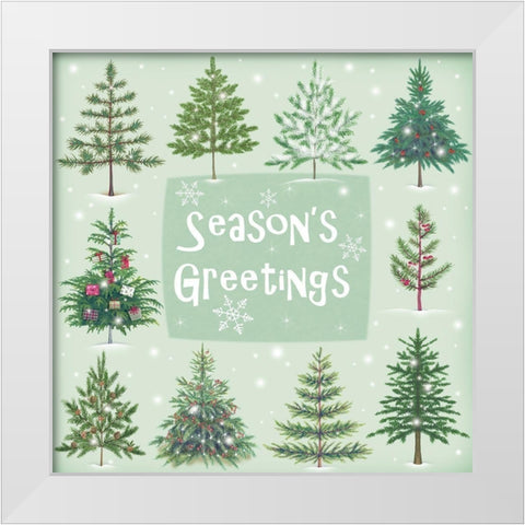 Seasons Greetings Trees White Modern Wood Framed Art Print by P.S. Art