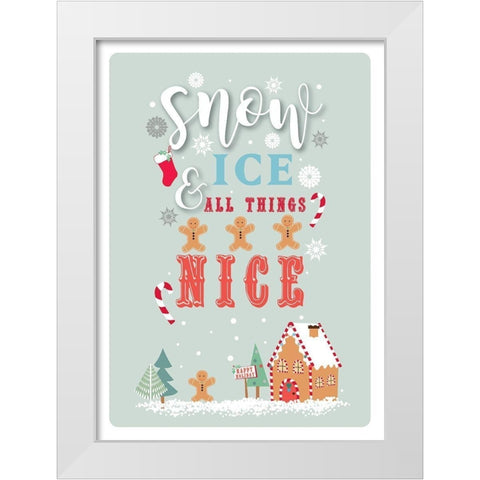 All Things Nice White Modern Wood Framed Art Print by P.S. Art