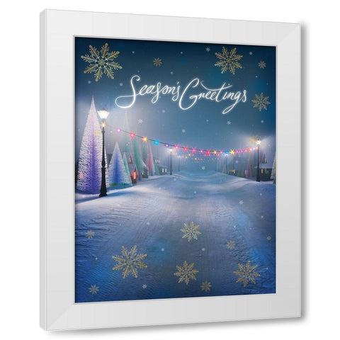 Seasons Greetings White Modern Wood Framed Art Print by P.S. Art