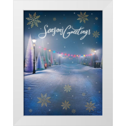 Seasons Greetings White Modern Wood Framed Art Print by P.S. Art