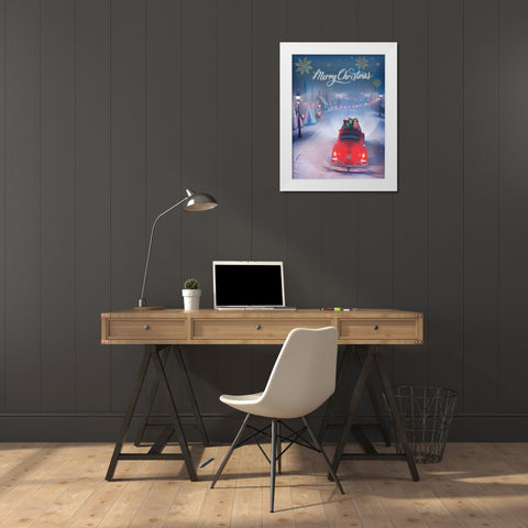 Merry Christmas White Modern Wood Framed Art Print by P.S. Art