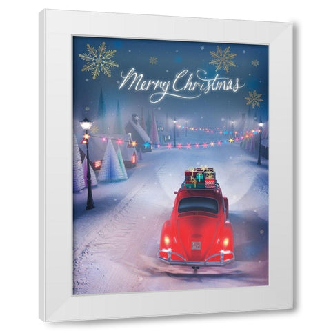 Merry Christmas White Modern Wood Framed Art Print by P.S. Art