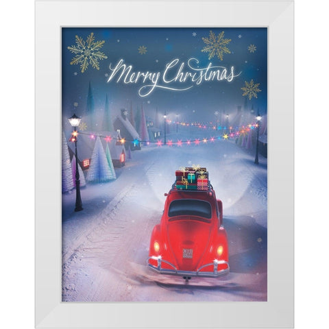 Merry Christmas White Modern Wood Framed Art Print by P.S. Art