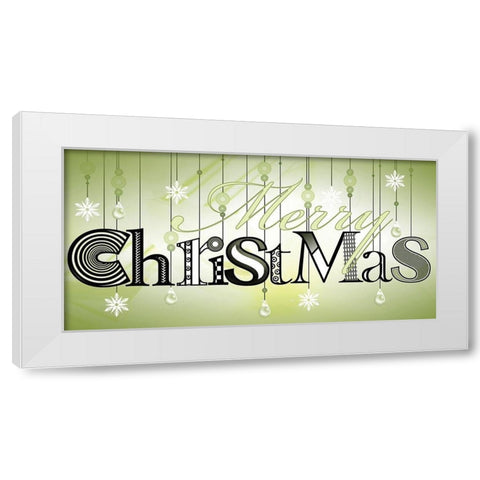 Merry Christmas White Modern Wood Framed Art Print by P.S. Art