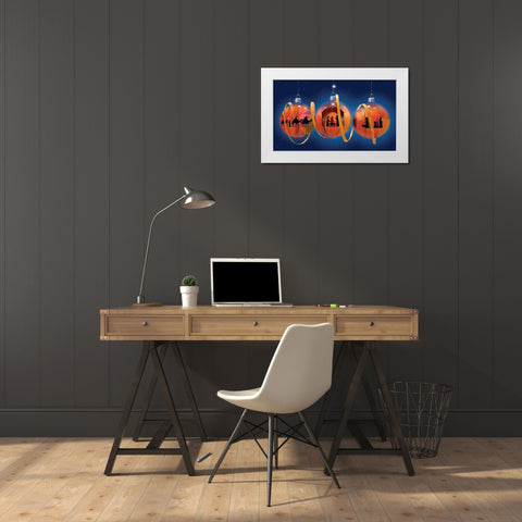 Nativity Ornaments White Modern Wood Framed Art Print by P.S. Art