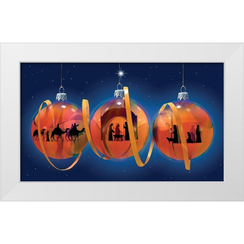 Nativity Ornaments White Modern Wood Framed Art Print by P.S. Art