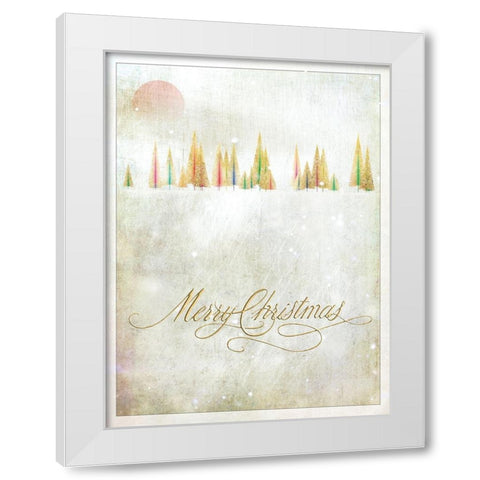 Merry Christmas White Modern Wood Framed Art Print by P.S. Art