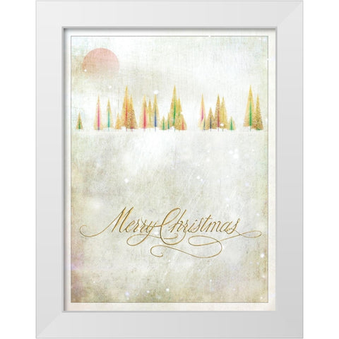 Merry Christmas White Modern Wood Framed Art Print by P.S. Art