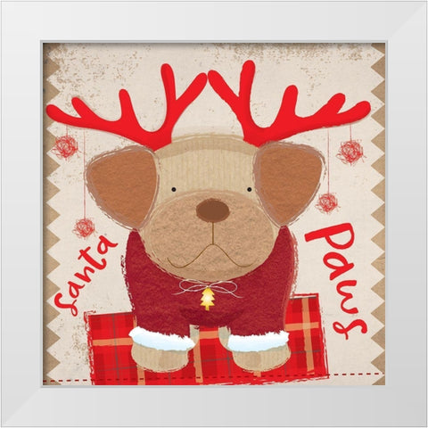 Santa paw White Modern Wood Framed Art Print by P.S. Art