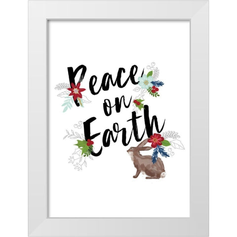 Peace on Earth White Modern Wood Framed Art Print by P.S. Art