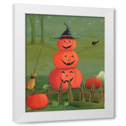 Pumpkin Stack White Modern Wood Framed Art Print by P.S. Art