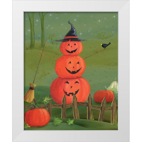 Pumpkin Stack White Modern Wood Framed Art Print by P.S. Art