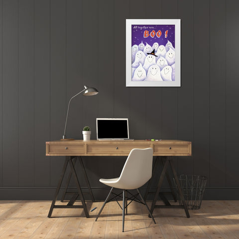 Boo! White Modern Wood Framed Art Print by P.S. Art