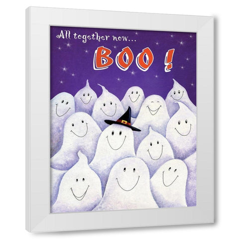 Boo! White Modern Wood Framed Art Print by P.S. Art