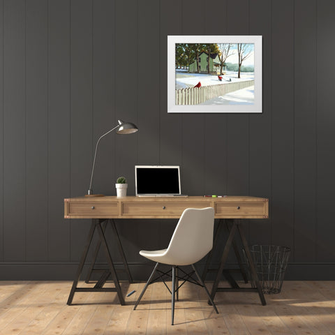 Snow Day White Modern Wood Framed Art Print by P.S. Art