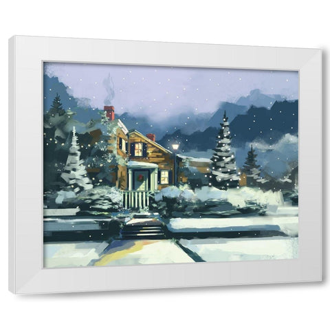Holiday House White Modern Wood Framed Art Print by P.S. Art