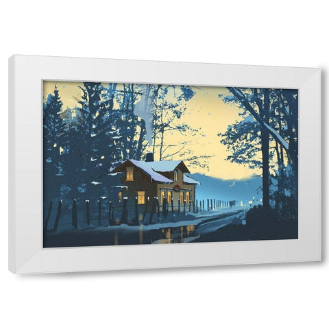 Holiday House III White Modern Wood Framed Art Print by P.S. Art