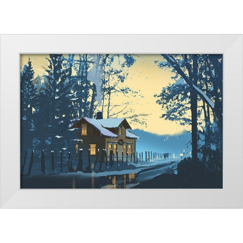 Holiday House III White Modern Wood Framed Art Print by P.S. Art