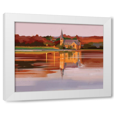Church at Sunset White Modern Wood Framed Art Print by P.S. Art