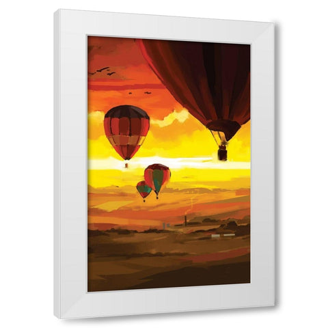 Hot Air Balloons White Modern Wood Framed Art Print by P.S. Art