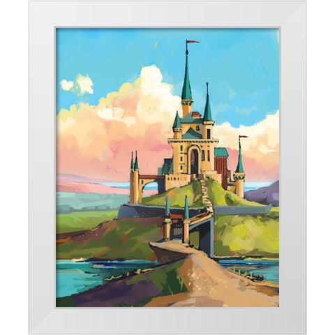 Castle White Modern Wood Framed Art Print by P.S. Art