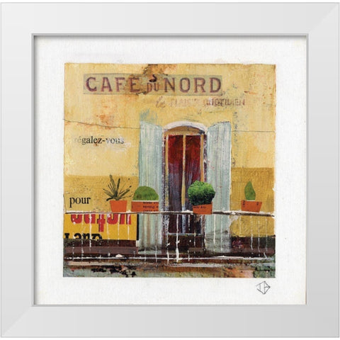 CafÃ© du Nord White Modern Wood Framed Art Print by P.S. Art