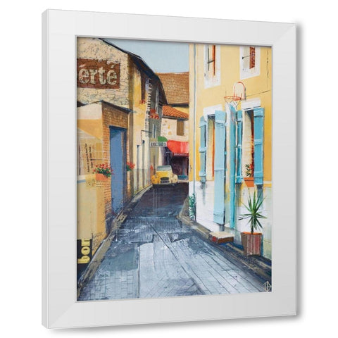 City Street White Modern Wood Framed Art Print by P.S. Art