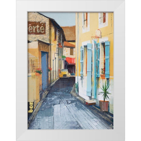 City Street White Modern Wood Framed Art Print by P.S. Art