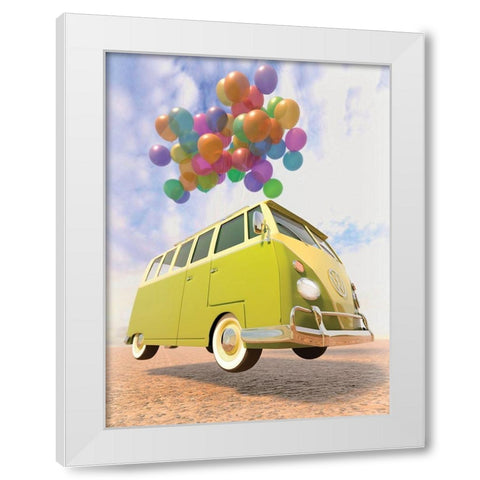 Bus White Modern Wood Framed Art Print by P.S. Art