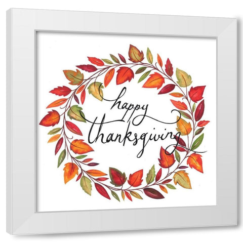 Happy Thanksgiving White Modern Wood Framed Art Print by P.S. Art