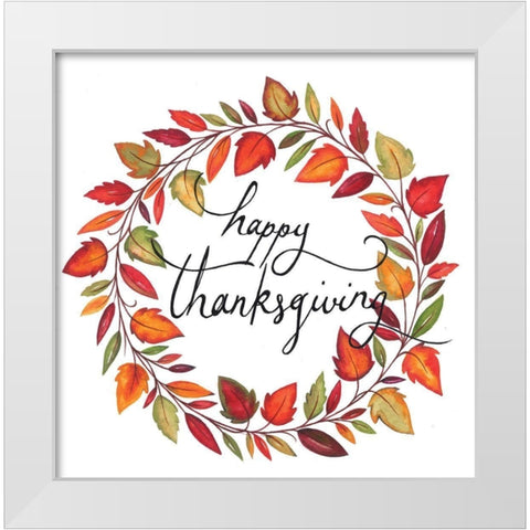 Happy Thanksgiving White Modern Wood Framed Art Print by P.S. Art