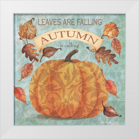 Autumn is Calling White Modern Wood Framed Art Print by P.S. Art