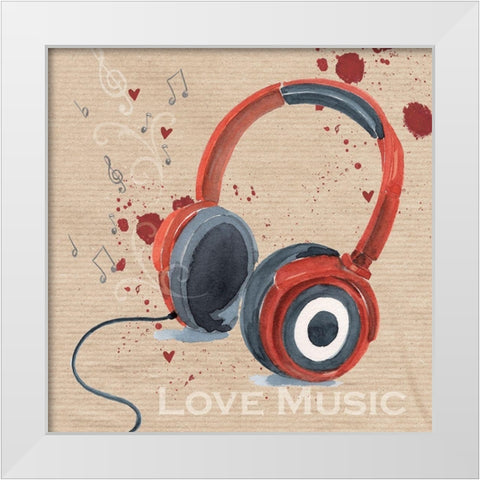 Love Music White Modern Wood Framed Art Print by P.S. Art