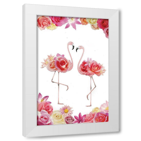 Couple of Flamingos White Modern Wood Framed Art Print by P.S. Art