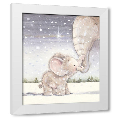 Baby Elephant III White Modern Wood Framed Art Print by P.S. Art