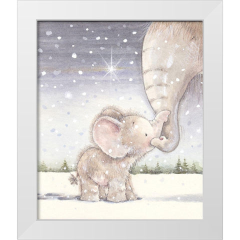 Baby Elephant III White Modern Wood Framed Art Print by P.S. Art