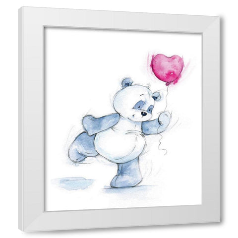 Baby Panda White Modern Wood Framed Art Print by P.S. Art