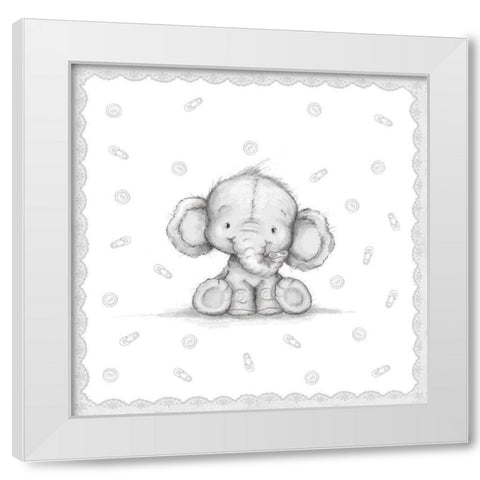 Baby Elephant IV White Modern Wood Framed Art Print by P.S. Art