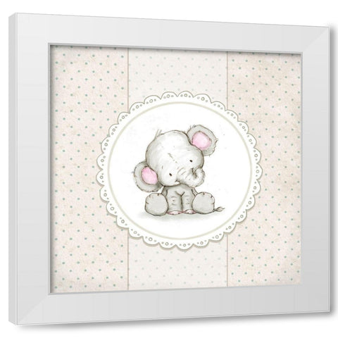 Baby Elephant V White Modern Wood Framed Art Print by P.S. Art