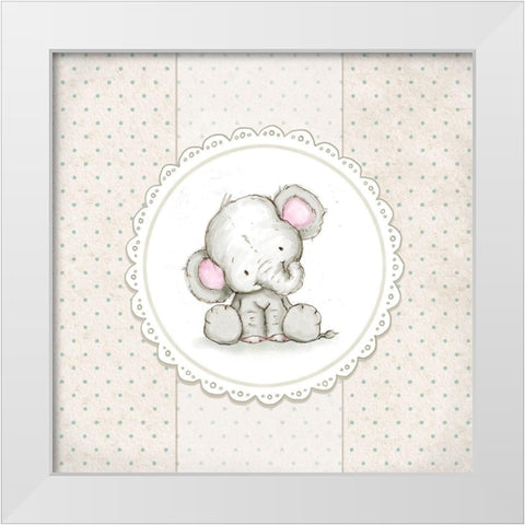 Baby Elephant V White Modern Wood Framed Art Print by P.S. Art