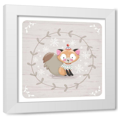 Winter Baby Fox White Modern Wood Framed Art Print by P.S. Art