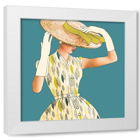 Fancy Hat White Modern Wood Framed Art Print by P.S. Art