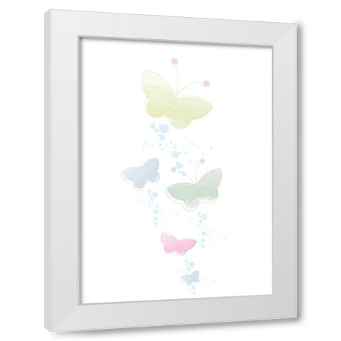 Pastel Butterflies White Modern Wood Framed Art Print by P.S. Art