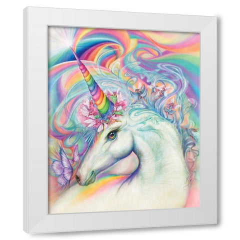 Unicorn White Modern Wood Framed Art Print by P.S. Art