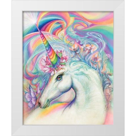 Unicorn White Modern Wood Framed Art Print by P.S. Art