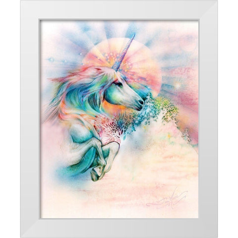 Unicorn Bright White Modern Wood Framed Art Print by P.S. Art