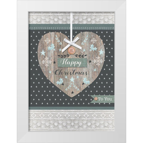 Happy Christmas White Modern Wood Framed Art Print by P.S. Art