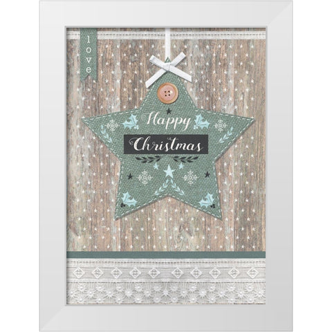 Happy Christmas White Modern Wood Framed Art Print by P.S. Art