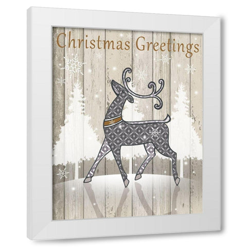 Christmas Greetings White Modern Wood Framed Art Print by P.S. Art